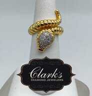 Clarks Diamond Jewelers - Ladies 14k Gold & Diamond Snake Ring 