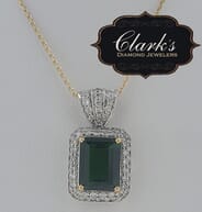 Clarks Diamond Jewelers - Two-Tone White & Yellow Gold Pendant with Chrome Diopside