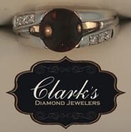 Clarks Diamond Jewelers - White Gold Garnet and Diamond Ring