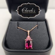 Clarks Diamond Jewelers - Garnet Pendant on Gold Chain