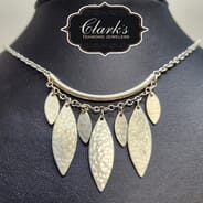 Clarks Diamond Jewelers - Gold Tone Metal Bar Necklace with Leaves